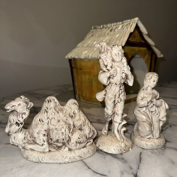 Vintage Atlantic Mold Ceramic 11pc Manger Nativity Set Handmade Handpainted Xmas - Picture 14 of 16